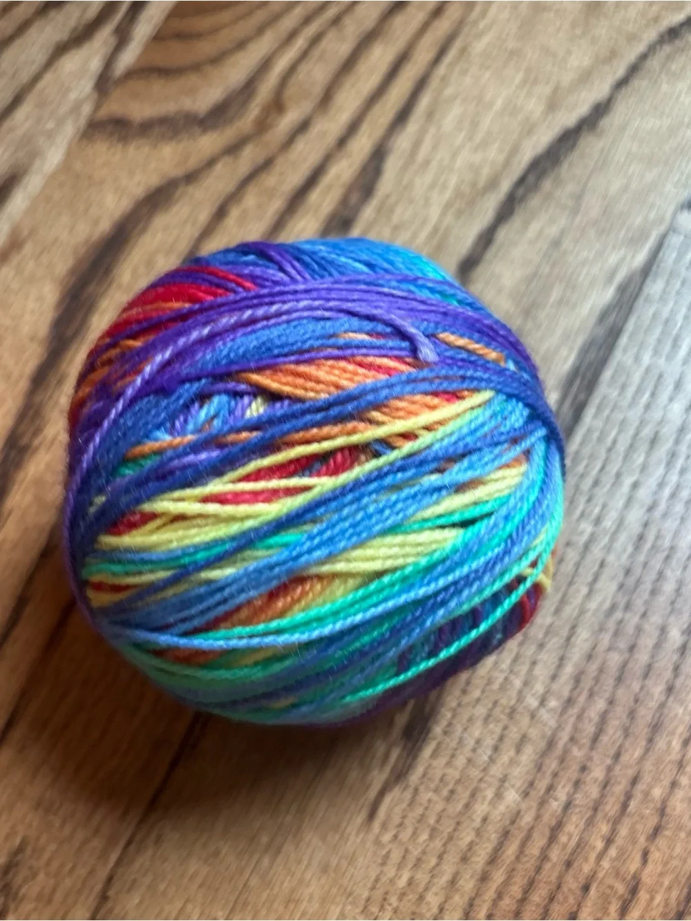 Yarn Fingering Hand Dyed Rainbow Wool Blend 95g Blue Red Yellow Knitting Crochet
